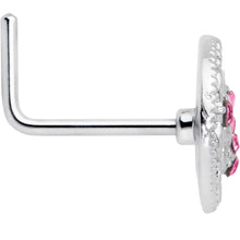 20G 7mm Pink Gem Lunar Dragonfly L Shape Nose Ring