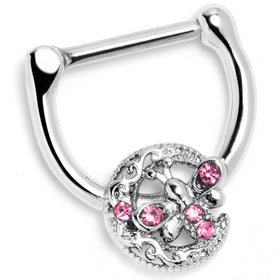 16G 5/16 Pink Gem Lunar Dragonfly Cartilage Clicker