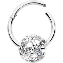 16G 3/8 Clear Gem Lunar Dragonfly Hinged Segment Ring