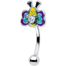 16G 5/16 Clear CZ Gem Butterfly Love Bug Curved Eyebrow Ring