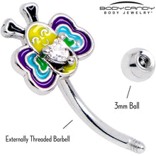 16G 5/16 Clear CZ Gem Butterfly Love Bug Curved Eyebrow Ring