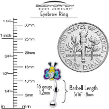 16G 5/16 Clear CZ Gem Butterfly Love Bug Curved Eyebrow Ring