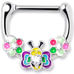 16G 5/16 Clear CZ Gem Butterfly Love Bug Flower Cartilage Clicker