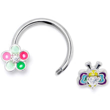 16G 3/8 Clear CZ Gem Butterfly Love Bug Horseshoe Circular Barbell