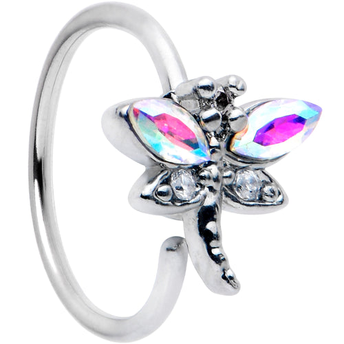 20G 5/16 Aurora CZ Gem Understated Dragonfly Nose Hoop