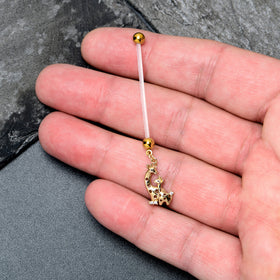 Clear CZ Gem Mom and Baby Giraffe Dangle PTFE Pregnancy Belly Ring