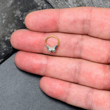 16G 3/8 Gold Tone Evening Butterfly BCR Captive Ring