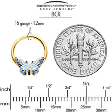 16G 3/8 Gold Tone Evening Butterfly BCR Captive Ring