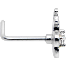 20G 7mm Clear CZ Gem Butterfly Love Bug L Shape Nose Ring