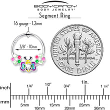 16G 3/8 Clear CZ Gem Butterfly Love Bug Hinged Segment Ring