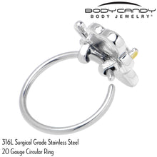 20G 5/16 Clear CZ Gem Butterfly Love Bug Nose Hoop