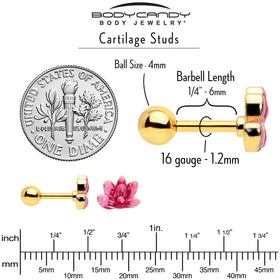 16G 1/4 Clear Gem Gold Tone Ladybug Lotus Cartilage Set of 3