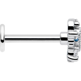 16G 5/16 Blue Clear CZ Gem Heart Pair Labret Monroe Tragus