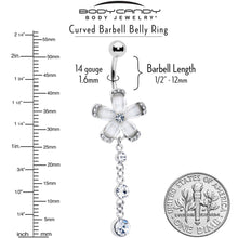 Clear Gem Retro Flower Glamour Dangle Belly Ring