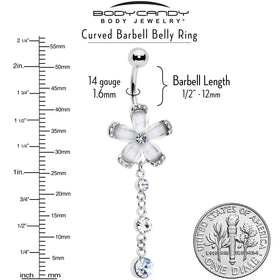 Clear Gem Retro Flower Glamour Dangle Belly Ring
