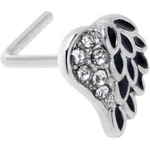 20G 7mm Clear Gem Heavenly Heart Angel Wing Black L Shape Nose Ring