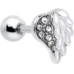 16G 1/4 Clear Gem Heavenly Heart Angel Wing White Cartilage Stud