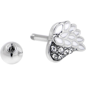 16G 1/4 Clear Gem Heavenly Heart Angel Wing White Cartilage Stud