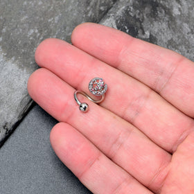 Pink Gem Lunar Dragonfly Spiral Twister Belly Ring