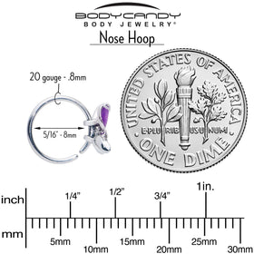 20G 5/16 Clear Gem Chunky Butterfly Purple Nose Hoop