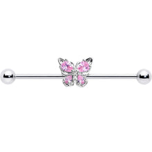 14G Pink Gem Baroque Beauty Butterfly Industrial Barbell 38mm