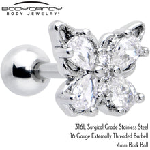 16G 1/4 Clear Gem Baroque Beauty Butterfly Cartilage Tragus Earring