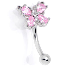 16G 5/16 Pink Gem Baroque Beauty Butterfly Curved Eyebrow Ring