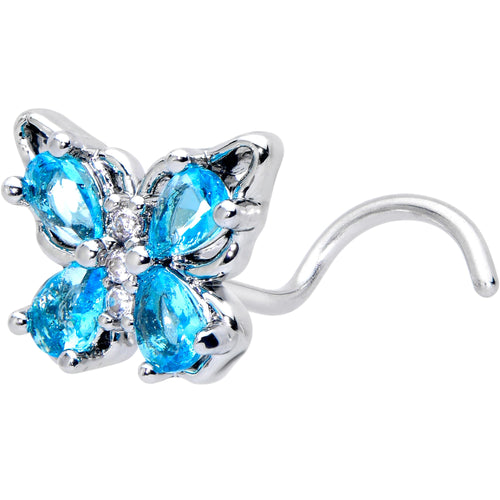 20G 7mm Blue Gem Baroque Beauty Butterfly Left Side Nose Screw