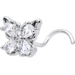 20G 7mm Clear Gem Baroque Beauty Butterfly Left Side Nose Screw