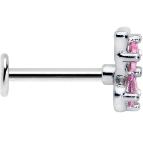 16G 5/16 Pink Gem Baroque Butterfly Internally Threaded Labret