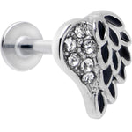16G 5/16 Clear Gem Heavenly Heart Angel Wing Black Labret Tragus