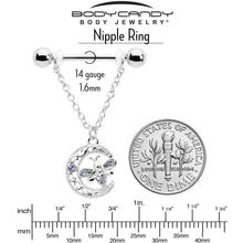 14G 9/16 Clear Gem Lunar Dragonfly Chain Dangle Nipple Ring Set
