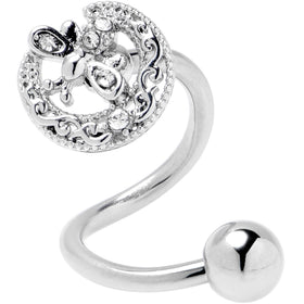 Clear Gem Lunar Dragonfly Spiral Twister Belly Ring