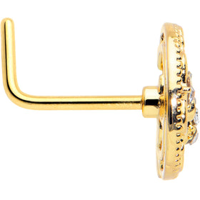 20G 7mm Clear Gem Gold Tone Lunar Dragonfly L Shape Nose Ring