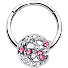 16G 3/8 Pink Gem Lunar Dragonfly Hinged Segment Ring