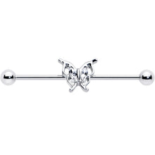 14G Clear Gem Fancy Fab Butterfly Industrial Barbell 38mm