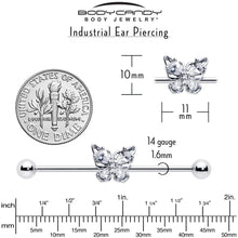 14G Clear Gem Baroque Beauty Butterfly Industrial Barbell 38mm