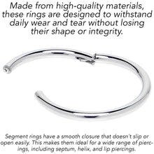 16G 9/16 316L Surgical Steel Precision Hinged Segment Hoop