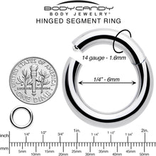 14G 1/4 316L Surgical Steel Precision Hinged Segment Hoop