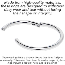 18G 7/16 316L Surgical Steel Precision Hinged Segment Hoop