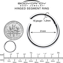 16G 9mm 316L Surgical Steel Precision Hinged Segment Hoop