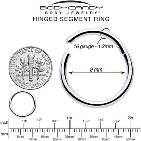 16G 9mm 316L Surgical Steel Precision Hinged Segment Hoop