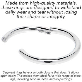 16G 9mm 316L Surgical Steel Precision Hinged Segment Hoop