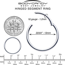 16G 13mm 316L Surgical Steel Precision Hinged Segment Hoop