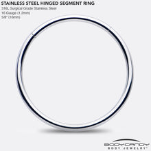 16G 5/8 316L Surgical Steel Precision Hinged Segment Hoop