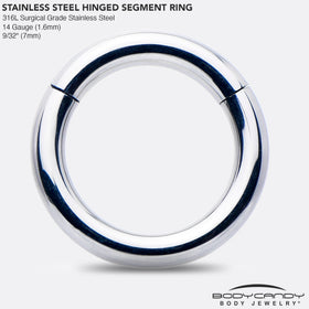 14G 7mm 316L Surgical Steel Precision Hinged Segment Hoop