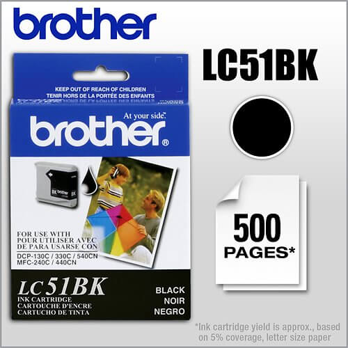 New, Pre-Owned - Brother LC51BK Black Ink Cartridge