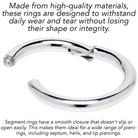 14G 7/16 316L Surgical Steel Precision Hinged Segment Hoop