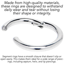 14G 1/2 316L Surgical Steel Precision Hinged Segment Hoop
