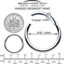 12G 9/16 316L Surgical Steel Precision Hinged Segment Hoop